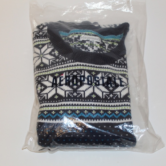 AEROPOSTALE FAIR ISLE NAVY/WHITE SWEATER BNWOT - Picture 5 of 5